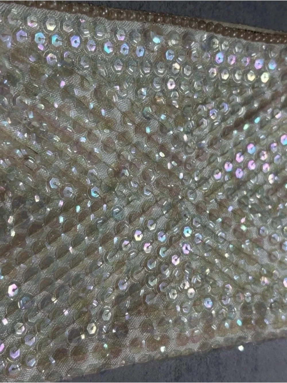 Vintage Pearl Evening Clutch La Regale 1950s Ivory Iridescent Sequin Beaded MCM - Picture 4 of 16
